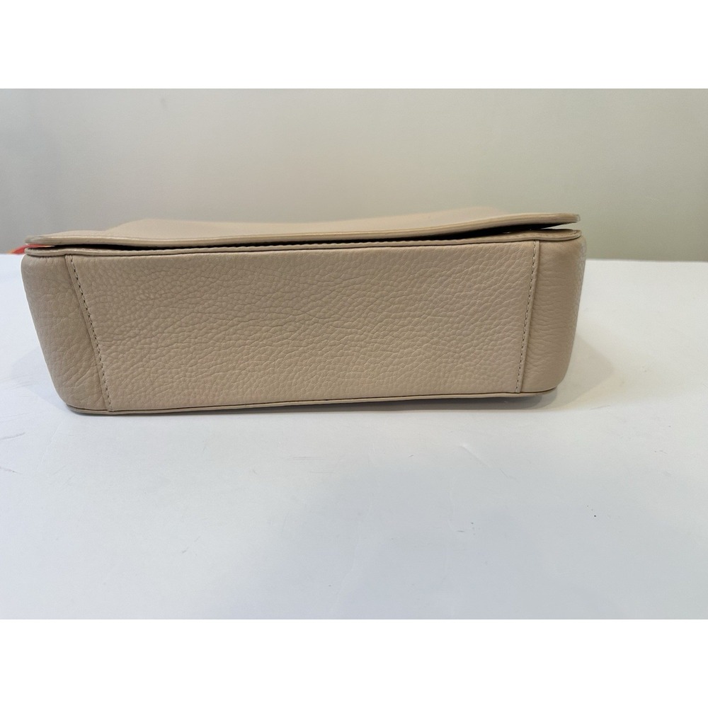 Tory Burch Kira Pebbled Leather Shoulder Bag Blush Pink Gold Chain Logo Flap EUC - Picture 3 of 5